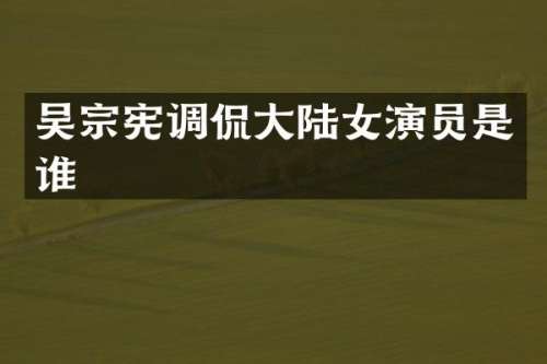 吴宗宪调侃大陆女演员是谁