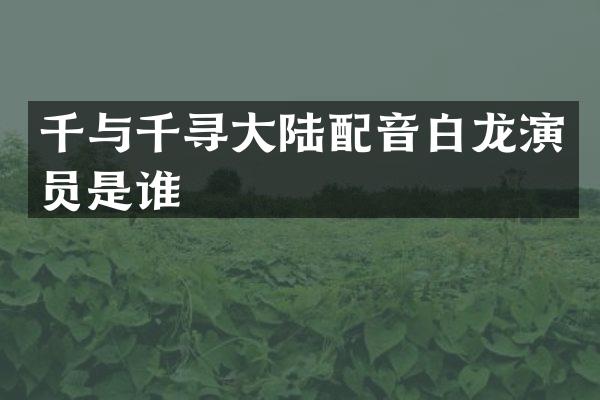 千与千寻大陆配音白龙演员是谁