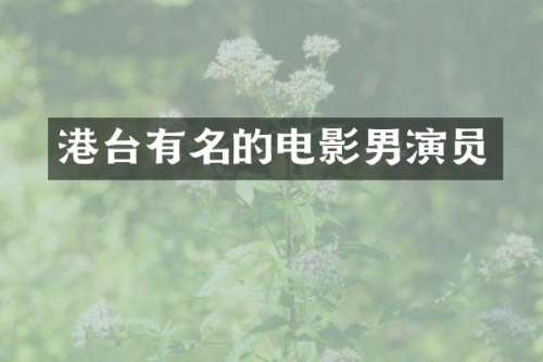 港台有名的电影男演员