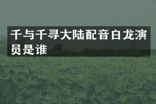 千与千寻大陆配音白龙演员是谁