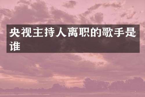 央视主持人离职的歌手是谁
