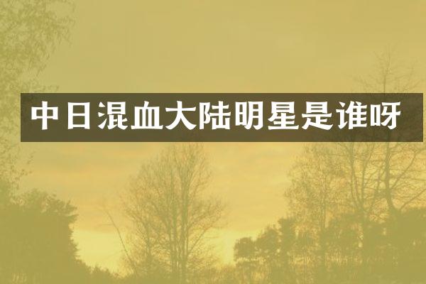 中日混血大陆明星是谁呀