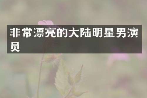 非常漂亮的大陆明星男演员