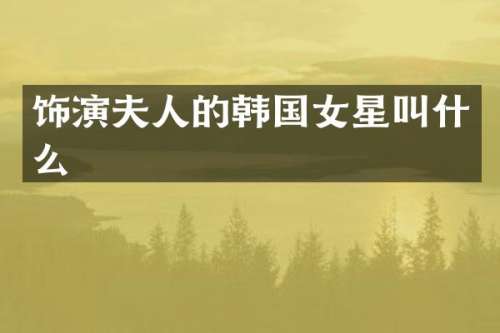 饰演夫人的韩国女星叫什么