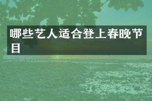 哪些艺人适合登上节目