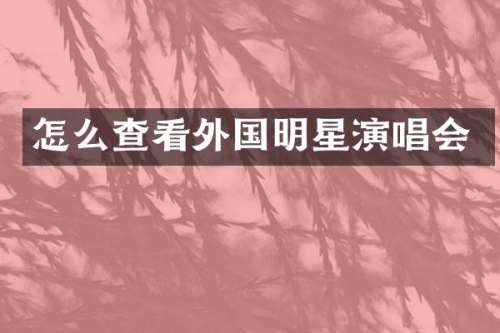 怎么查看外国明星演唱会