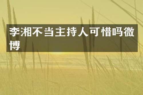 李湘不当主持人可惜吗微博