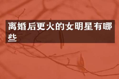 离婚后更火的女明星有哪些