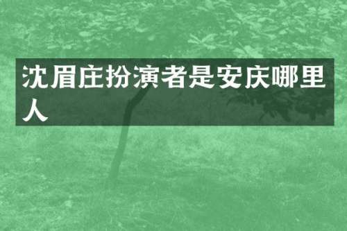 沈眉庄扮演者是安庆哪里人