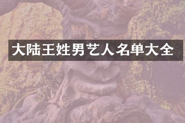 大陆王姓男艺人名单大全