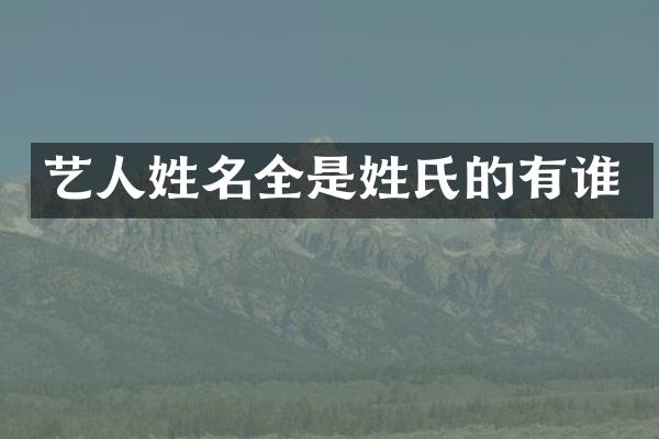 艺人姓名全是姓氏的有谁
