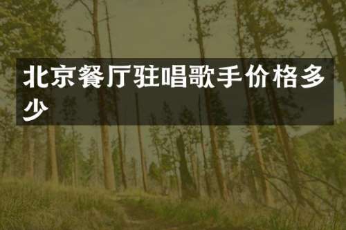 北京餐厅驻唱歌手价格多少