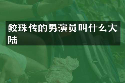 鲛珠传的男演员叫什么大陆