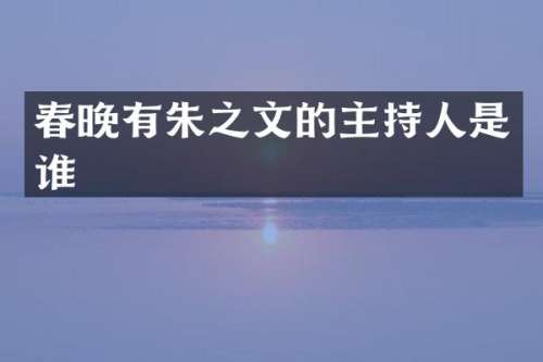 有朱之文的主持人是谁