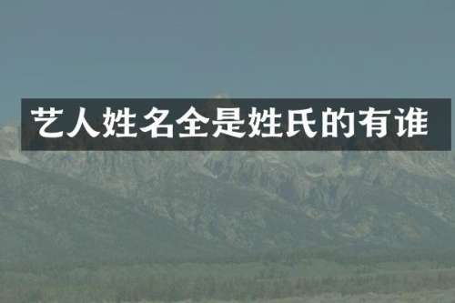 艺人姓名全是姓氏的有谁