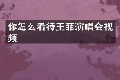 你怎么看待王菲演唱会视频