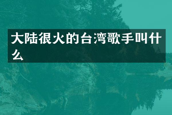 大陆很火的台湾歌手叫什么
