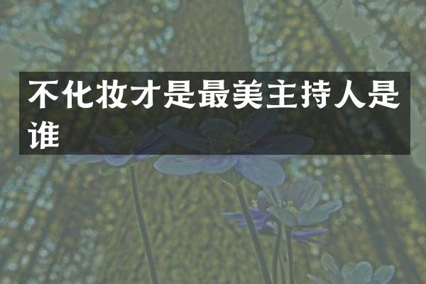 不化妆才是最美主持人是谁