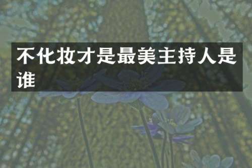 不化妆才是最美主持人是谁
