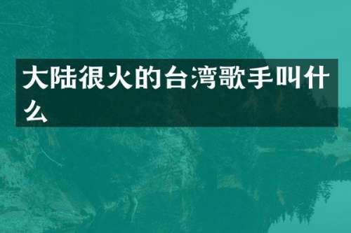 大陆很火的台湾歌手叫什么
