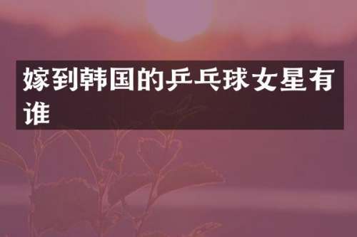 嫁到韩国的乒乓球女星有谁