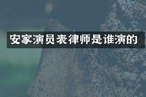安家演员表律师是谁演的
