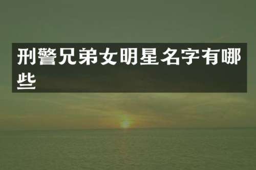 刑警兄弟女明星名字有哪些