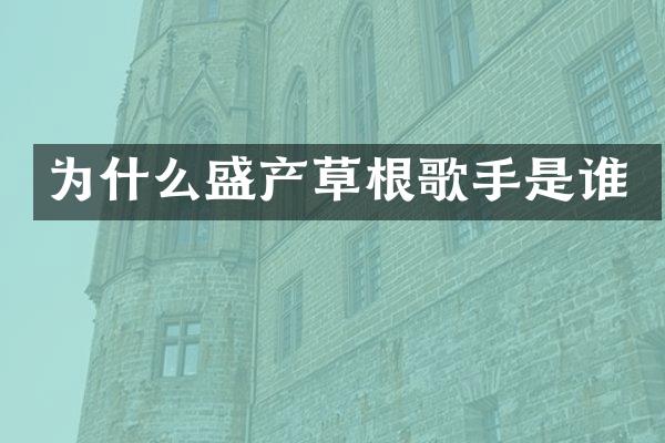 为什么盛产草根歌手是谁