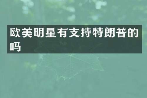 欧美明星有支持特朗普的吗