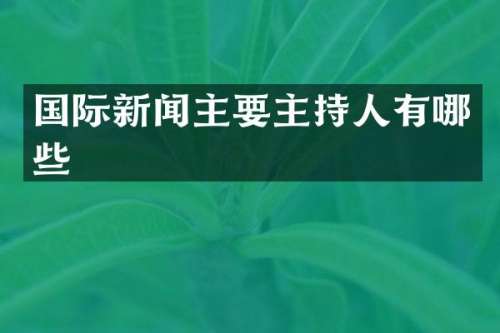 国际新闻主要主持人有哪些