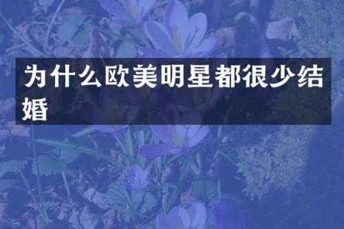 为什么欧美明星都很少结婚