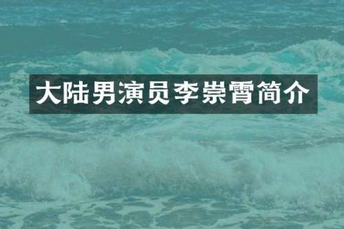 大陆男演员李崇霄简介
