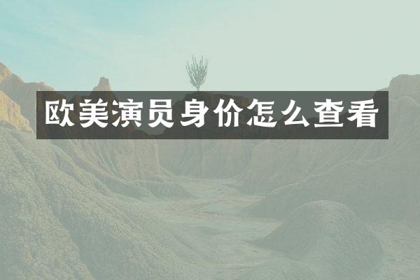 欧美演员身价怎么查看
