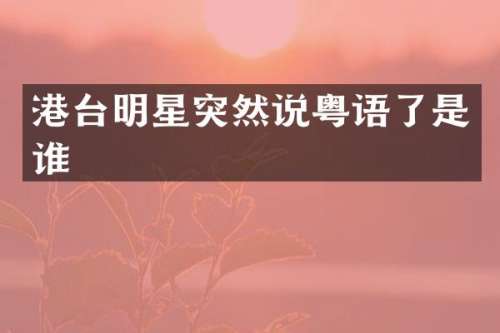 港台明星突然说粤语了是谁