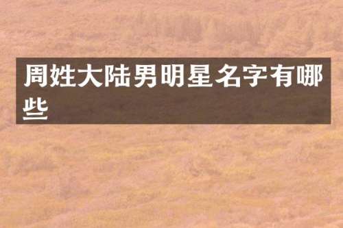 周姓大陆男明星名字有哪些