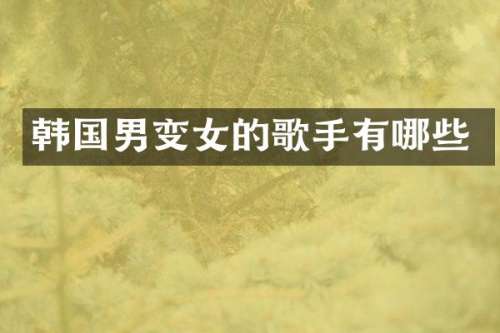 韩国男变女的歌手有哪些