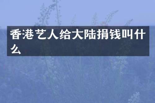 香港艺人给大陆捐钱叫什么