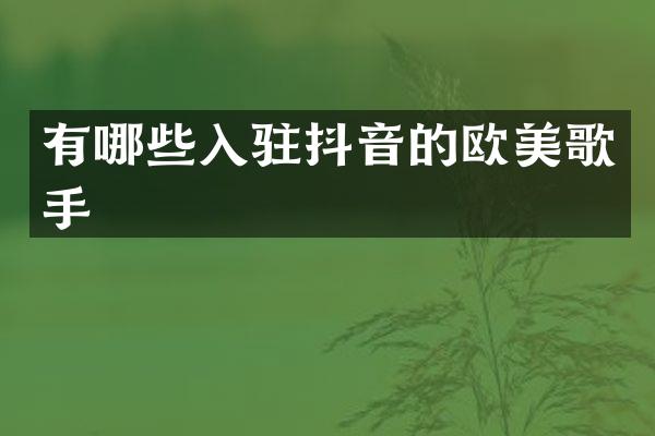 有哪些入驻抖音的欧美歌手