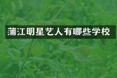 蒲江明星艺人有哪些学校