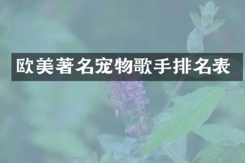 欧美著名宠物歌手排名表