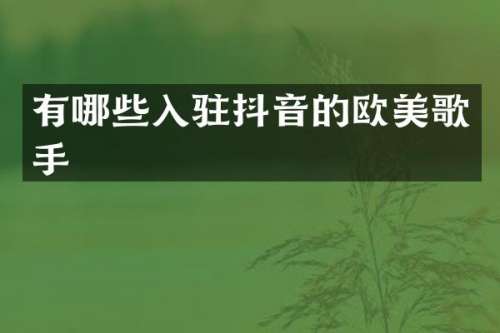 有哪些入驻抖音的欧美歌手