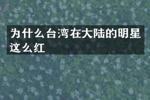 为什么台湾在大陆的明星这么红