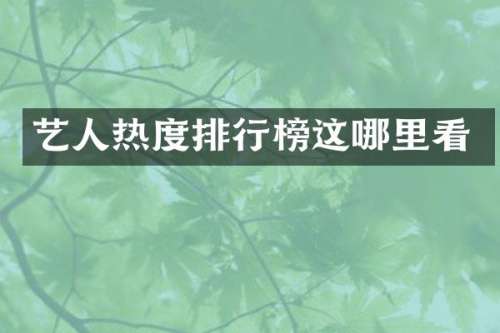 艺人热度排行榜这哪里看