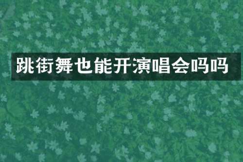 跳街舞也能开演唱会吗吗