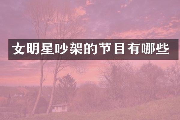 女明星吵架的节目有哪些