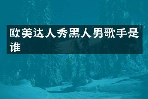 欧美达人秀黑人男歌手是谁