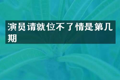 演员请就位不了情是第几期
