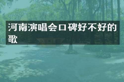 河南演唱会口碑好不好的歌