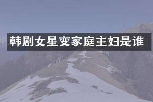 韩剧女星变家庭主妇是谁