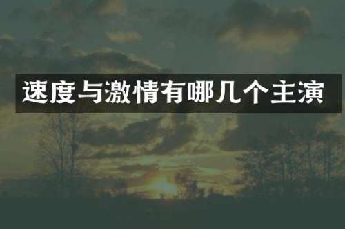 速度与有哪几个主演